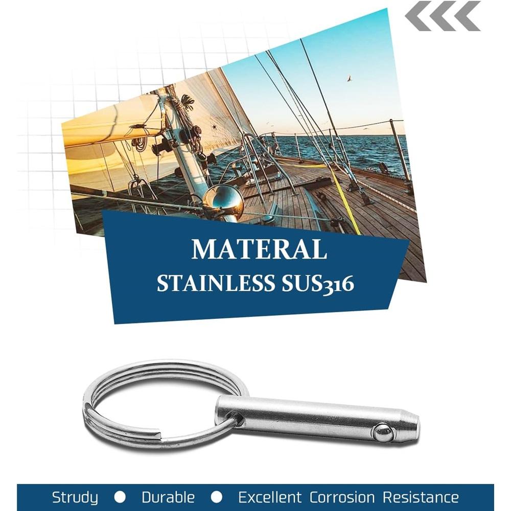6mm Marine Grade 316 Stainless Steel Quick Release Ball Pin For Boat Bimini Top Deck Hinge Marine Hardware Boat Accessories