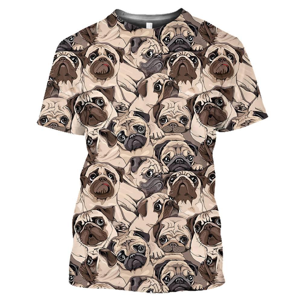 Summer Fashion Casual Funny Animal Dog Graphic T Shirts Men Hip Hop Personality Trend Printed Tees O-neck Short Sleeve