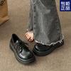 Thick-soled Small Leather Shoes Women's Soft Leather Single Shoes Autumn New British Style Big Head Lace-up Jk Japanese Height-increasing Shoes