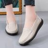 Spring Leather Cow Tendon Soft Sole Casual Shoes Shallow Women's Single Shoes Non-slip Large Mother's Shoes