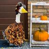 1 Set Halloween Porch Goose Outfits Outdoor Garden Lawn Yard Goose Statue Autumn Pumpkin Cloak Lace Hat Holiday Party Dress-up Clothing