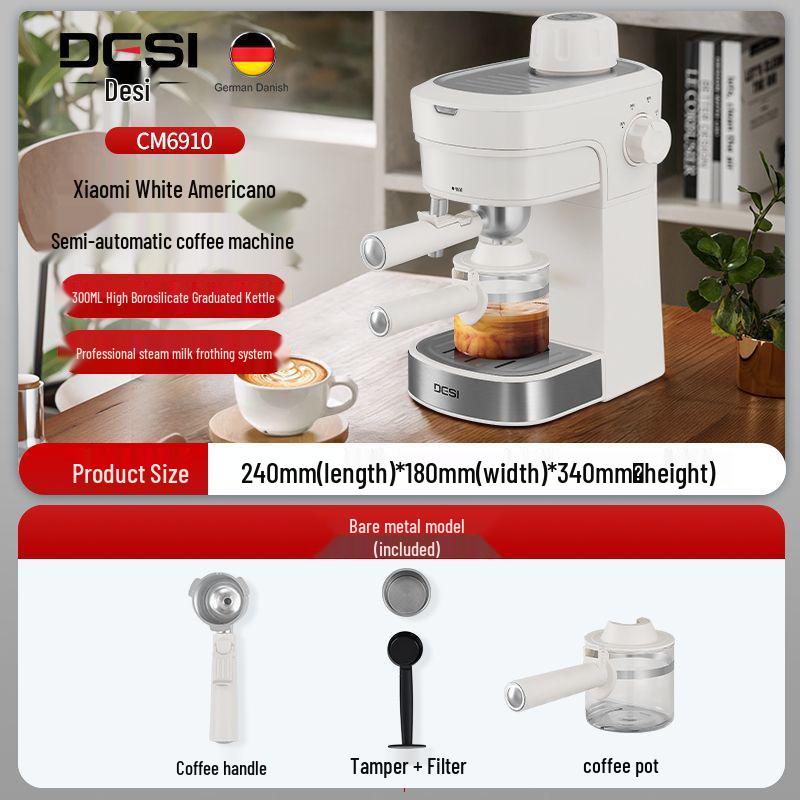 Compact American Semi-Automatic Espresso Machine with Steam Milk Frother for Dorms