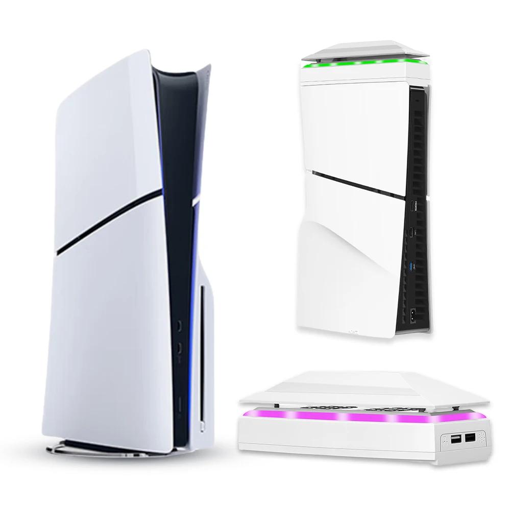 Верхний охлаждающий вентилятор для консоли PS5 Slim со светодиодной подсветкой RGB, радиатор игрового хоста, верхний пылезащитный вентилятор для рассеивания тепла для Sony PS5 Slim