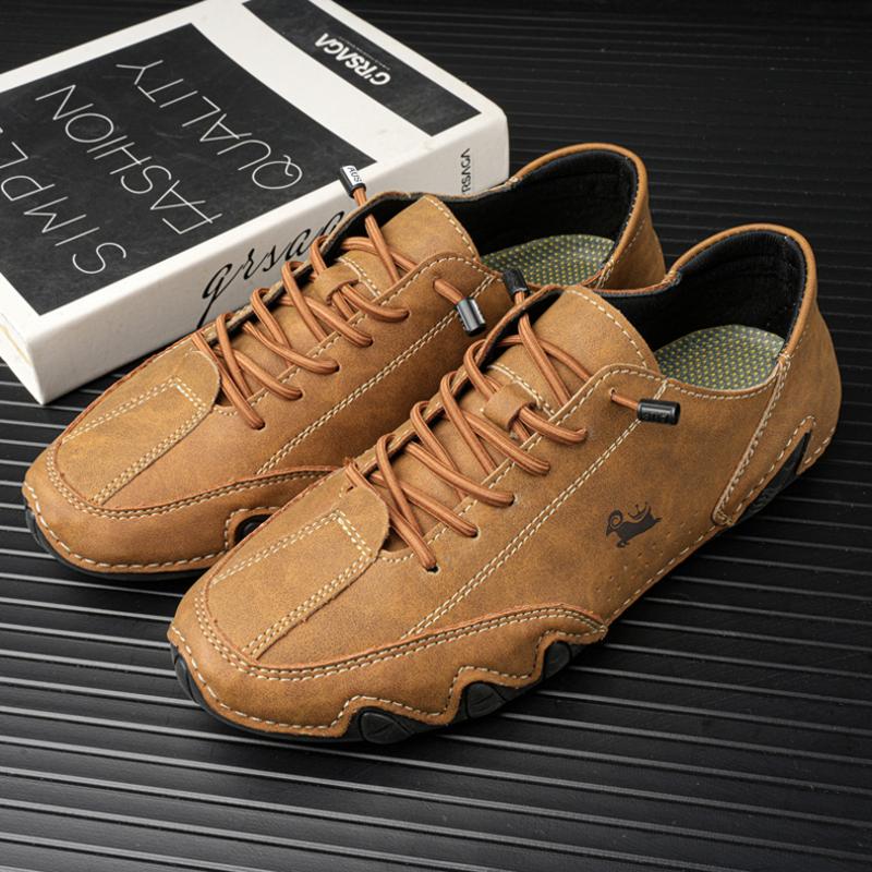 Men's Sports and Leisure Shoes White Leather Flat Bottomed Student Walking Shoes Non Slip and Lightweight One Foot Tennis Shoes