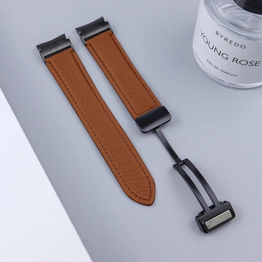 Quick Fit Leather Strap For Samsung Galaxy Watch 6Classic 43mm 47mm 6/5/4 40mm 44mm Magnetic Buckle for Watch 5pro 45mm Leather Band
