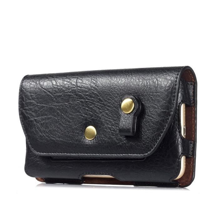 Clip De Ceinture Horizontale En Cuir Avec Porte-écouteurs Pour XIAOMI HONGMI NOTE 2 REDMI NOTE 2 PRIME > Noir