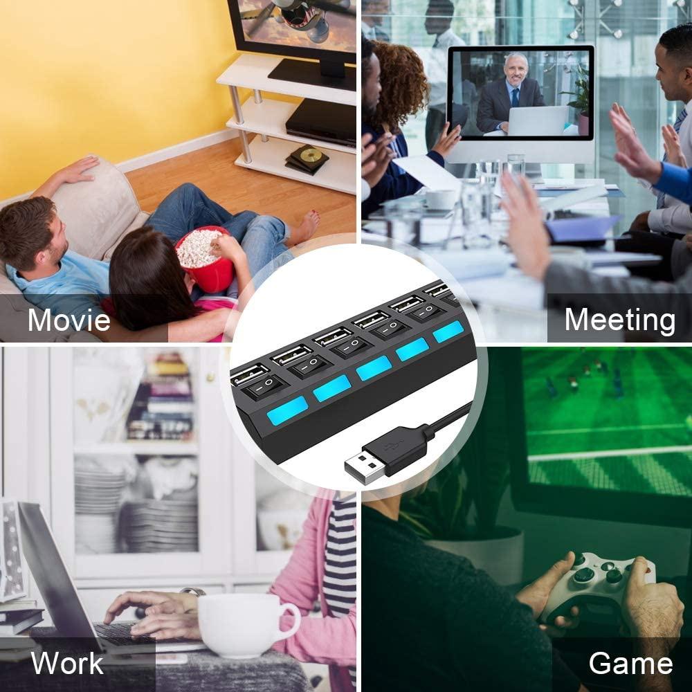 USB 2.0 Hub Multiport USB Splitter Power Adapter 4/7 Port Multi Extender Fast Charger Cell Phone Charger