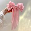 Woman New Bowknot Streamer Hairpin Chiffon Ribbon Barrette Bow Back Head Spring Clip Headwear Fashion Hair Accessories