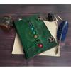 Seven Stone Leather Journal Handmade Embossed Vintage Leather Bound Green Notebook Sketchbook Diary Best Gift For Him