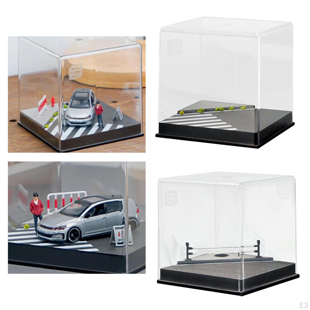Display Case, Transparent Storage Showcase, Dustproof Shelf Collection 1/64 Scale, Acrylic Cube for