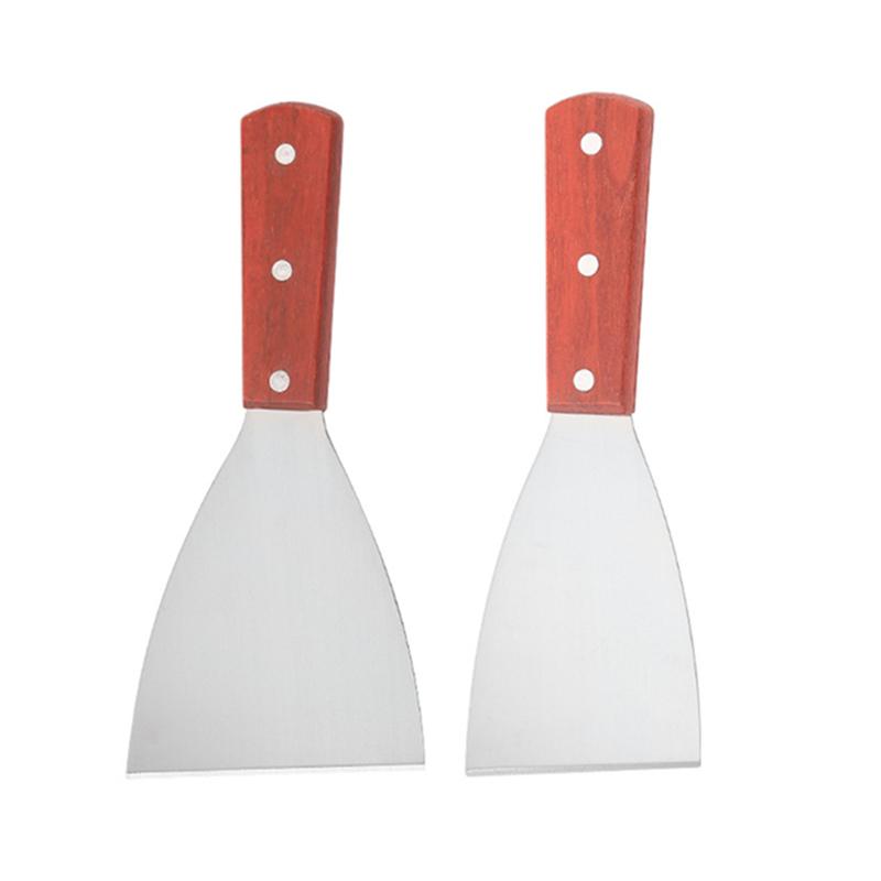 Stainless Steel Wooden Handle Steak Spatula Egg Pancake Frying Shovel Pizza Shovel Turners Scraper BBQ Utensils