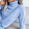 GMXIA Women's Fashion Casual Solid Color  Autumn Winter Long Sleeve High Neck Loose Cut-out Bottom Knit Sweater