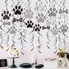 48 Pcs Dog Themed Party Decoration Dog Hanging Swirls Paw Bones Ceiling