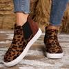 Women's Shoes 2024 Autumn New Flat Plush Casual Skateboard Shoes Sporty Fashion Leopard Print Comfortable Anti Slip Ankle Boots