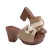 2024 Summer High Quality Women's Shoes New Open Toe Fashion Large Size Solid Color Thick Heel Buckle Women's High Heel Slippers