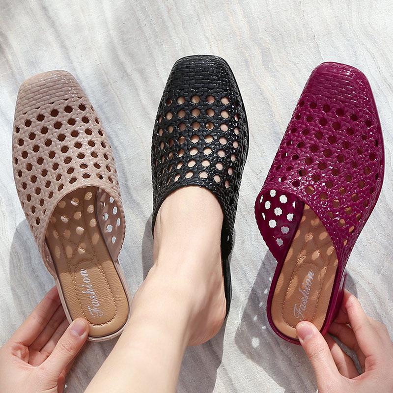 Women's Summer Mid-Heel Beach Slippers: Non-Slip, Fashionable Korean Style with Thickened Sole