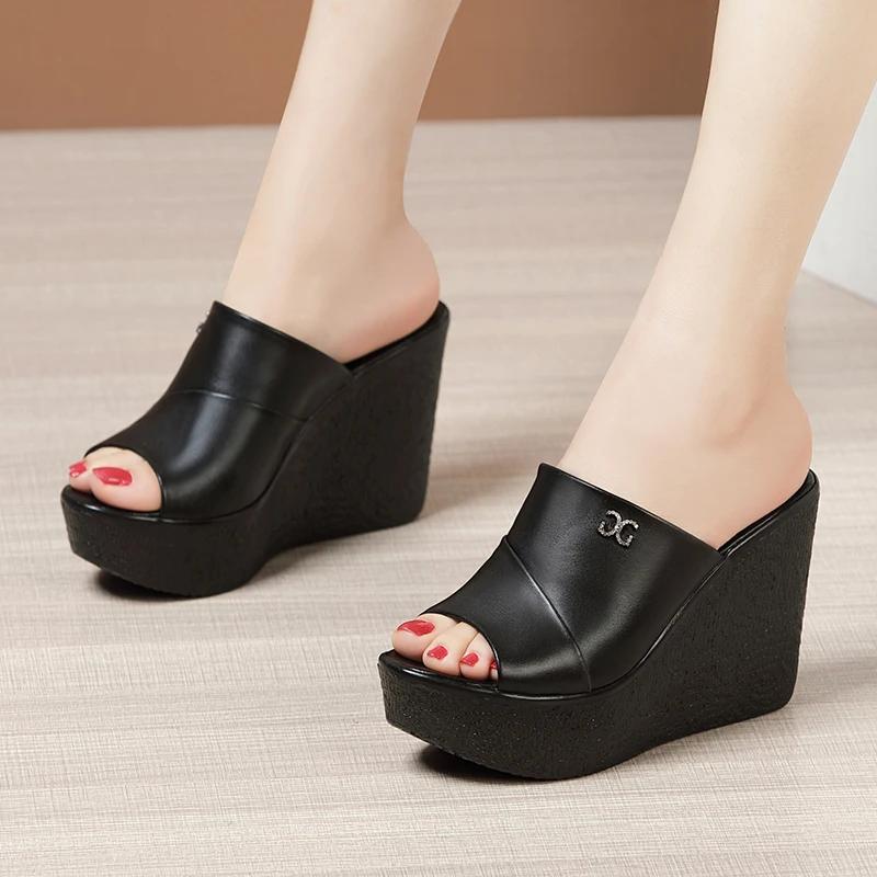 Summer New Ladies Slippers Fashion Platform Wedge Women's Sandals 2024 Designer High Heel Sandals Open Toe Fish Mouth Shoes