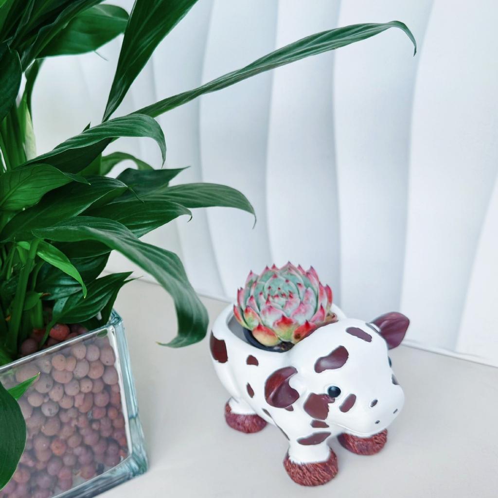 Milk Cow Flower Pots Resin Succulent Flowerpot Small Medium Plants Indoor Outdoor Decoration Courtyard Garden Plant Accessories