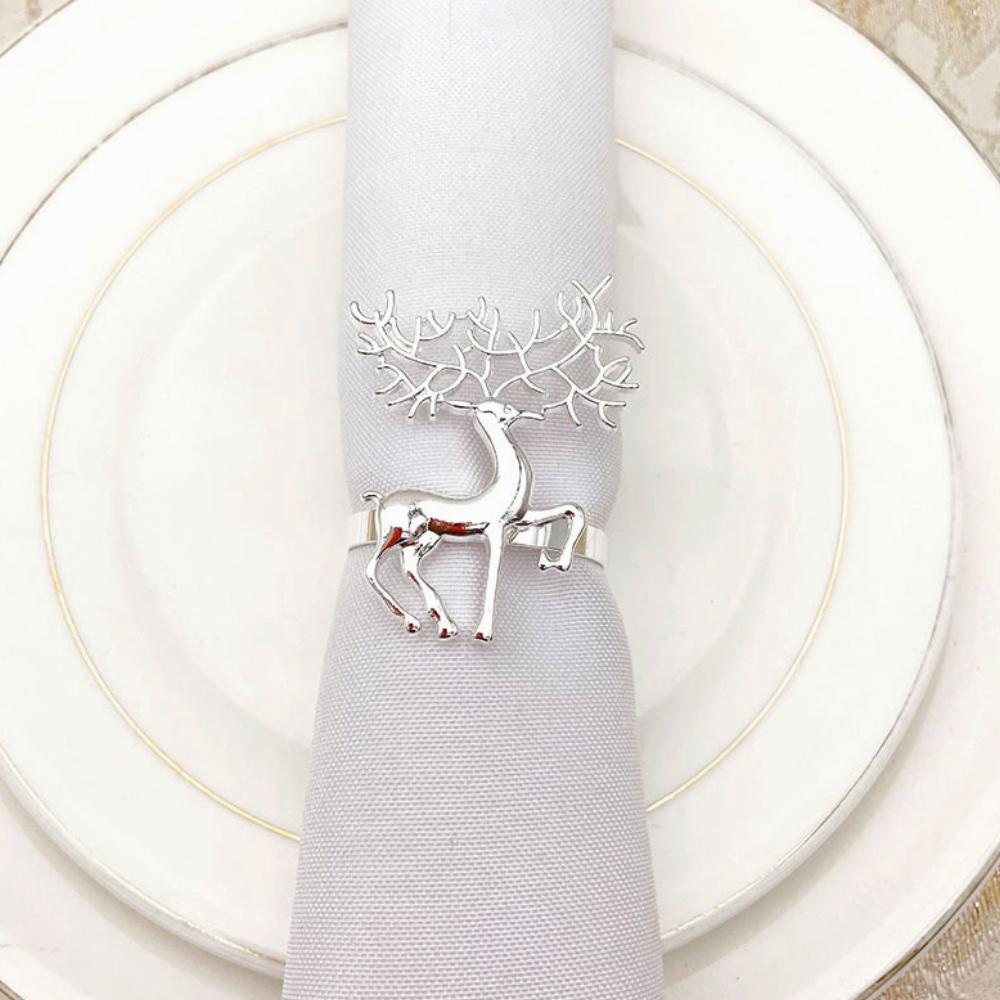 Xmas Napkin Rings Deer Shaped Holders Buckles Party Serviette Christmas Decoration Supplies 1/6 PCS