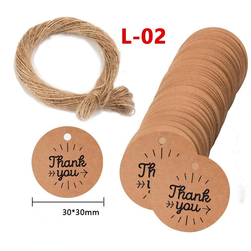 About 50PCS Kraft Paper Tags DIY Handmade/Thank You Multi Style Crafts Hang Tag With Rope Labels Gift Wrapping Supplies Wedding Favors