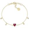 Bracelet en argent 925, de la collection Saint Valentin 2024, avec zircon rouge taille coeur et zircon blanc or 16 + 3 cm charm
