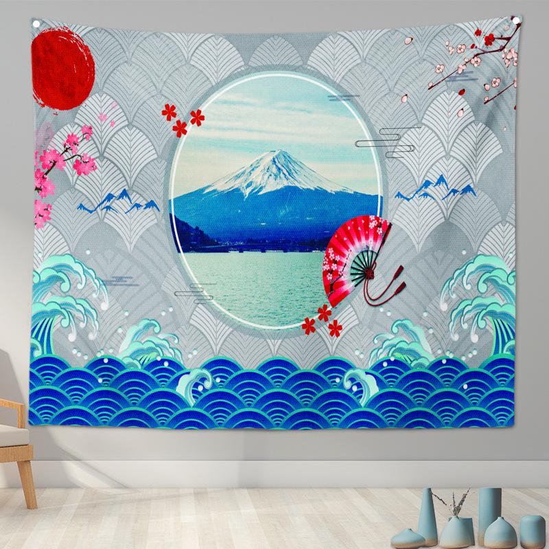 Home Decoration Japanese Ukiyo-e Tapestry Kanagawa Surf Hanging Cloth Wine Shop    Painting