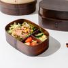 Lunch Box 3 Grids Food Grade Large Capacity Wide Application Oval Square Shape Packed Lunch BPA Free Single-layer Wood Bento Box Kitchen Accessories