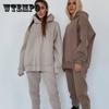 Women's Tracksuit Fleece Hooded Two Piece Set Loose Hoodies Jogger Pants Sets Female Autumn Casual Solid Sportswear Suit