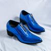 Leather Shoes For Men High-heeled Society Spike Leather Shoes Man British Style Business Platform Formal Zipper Leather Shoes