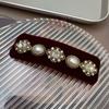 Korean Hair Accessories Heavy Industry Baroque Retro Rhinestone Edge Clip Velvet Bangs BB  Elegant Women's  Headwear