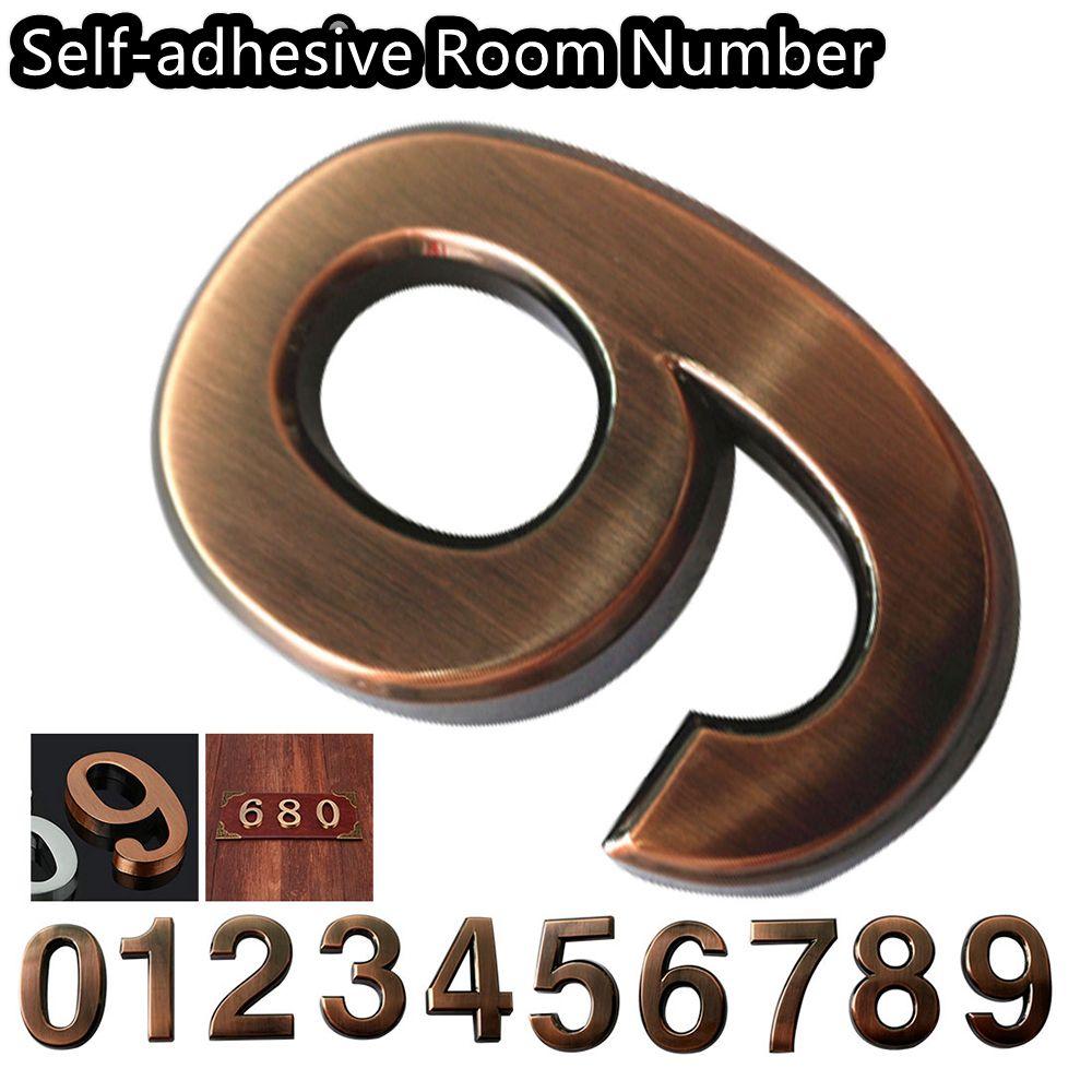 1 PC Waterproof Bronze ABS Plastic Numeral Room Number Digits Sticker Address Sign Door Plates