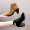 Fashion New Women Shoes Lace Up Ankle Boots Zapatos Mujer Fashion High Heels Ladies Casual Spring Pumps Platform Heel 35-42