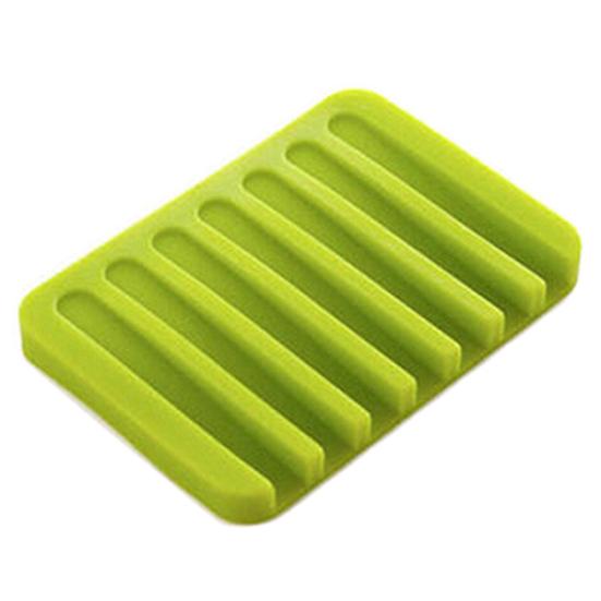 Flexible Bathroom Silicone Soap Dish Storage Holder Soapbox Plate Tray Drain