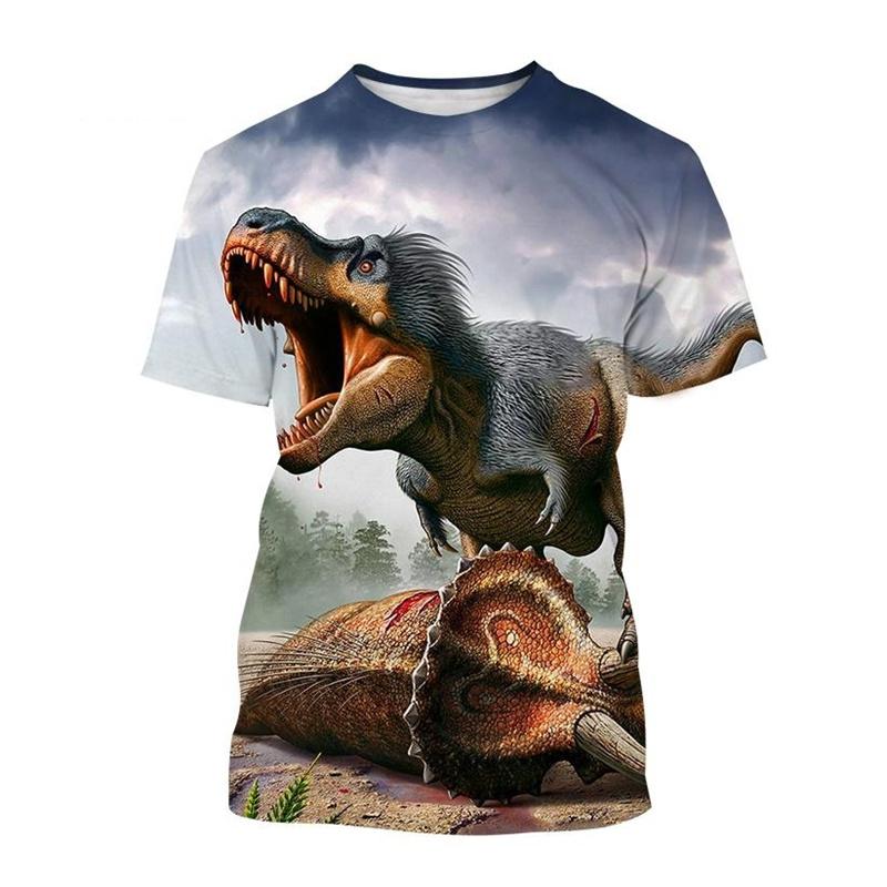 Fashion Animal Dinosaur 3D Printed T-shirt For Men Hot Sale Tyrannosaurus Short-sleeved Round Neck Tee Shirt Casual Street Tops