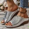 Casual Snakeskin Pattern Slip-On Platform Sandals with Low Wedge