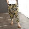 Summer Loose Print Vintage Linen Thin Women's Cotton Linen Nine Point Harem Pants Women's Seven Point Baggy Pants