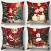 Christmas and New Year Decoration Pillowcase Santa Claus Snowman Pillow Cover Living Room Sofa Cushion Cover Home Decoration