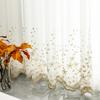 1pc Glam Embroidered Floral Grommet Top Curtain, Semi-Sheer Polyester Window Screen for Bedroom