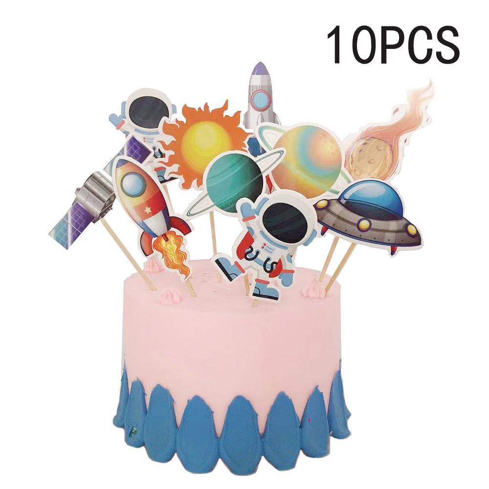 Astronaut Party Banner & Cake Topper Set with Rocket & Nine Planet Hanging Ornaments