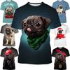 New Men's Cool T-Shirt Dog Pug 3D Printed Short-sleeved Shirt Fashionable Casual  T Shirts Tops Animal  T-Shirt