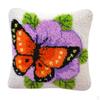 DIY Latch and Hook Kits Throw Pillow Cover Cute Butterfly Floral Rug Pattern Printed 16X16 Inch,