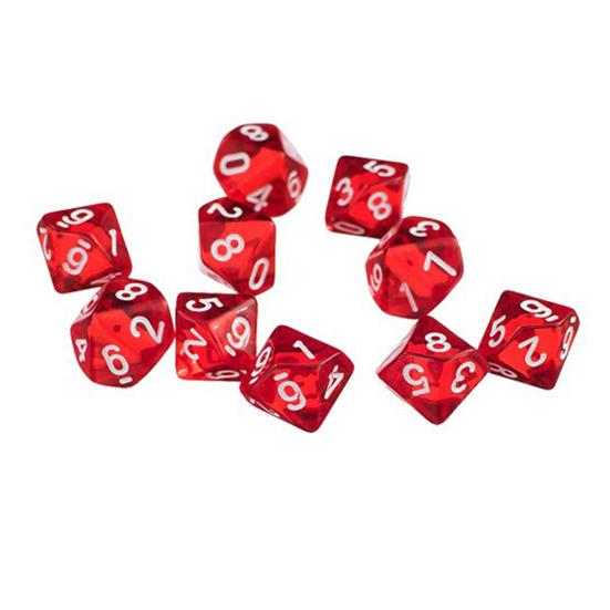 10Pcs Transparent Polyhedral D10 Multicolor Dice Game Party Pub Supplies Gift