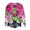 Women's Fashion Round Neck Pullover Top Long Sleeve Tee Christmas Printed Sweatshirt