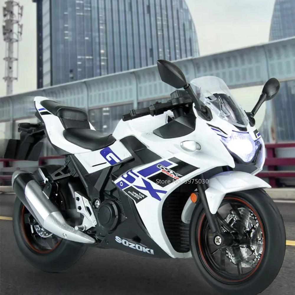 1/12 Scale Suzuki GSX-250R Metal Model Toy Alloy Diecast Motorcycle Simulation Toy with Light Sound Collection for Children Gift