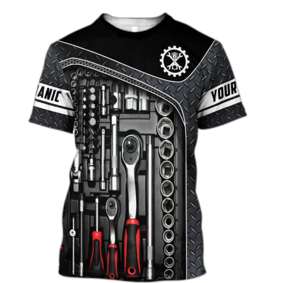 2023 Summer Fashion Mens T Shirt Personalized Name Mechanic 3D All Over Printed Tops Unisex Tshirts Street Casual Sports T-shirt