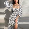 Summer Women's Dress Street Sexy Slit Midi Dresses Casual Dresses