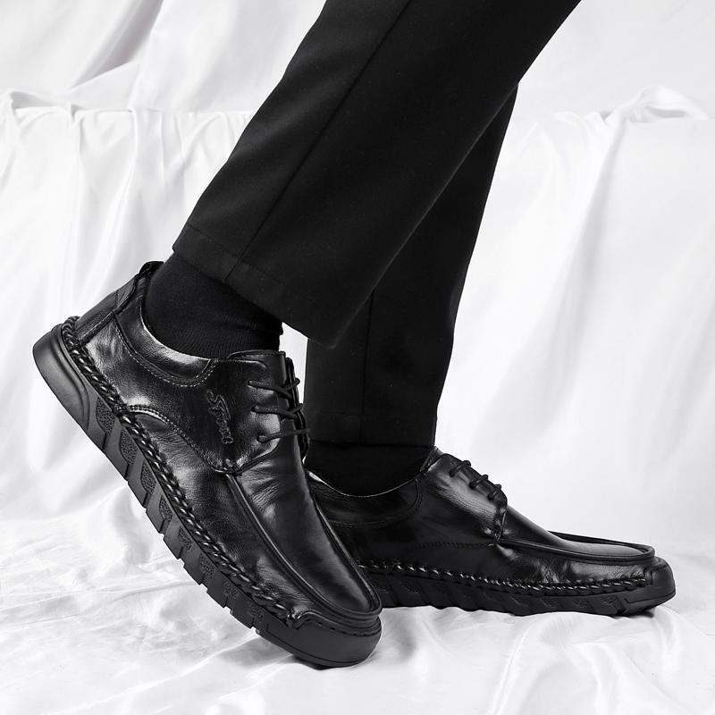 Shoes Men Lace Up Oxfords Genuine Leather Shoes Men Outdoor Flats Black Soft Designer Handmade Sewing Men Casual Shoes