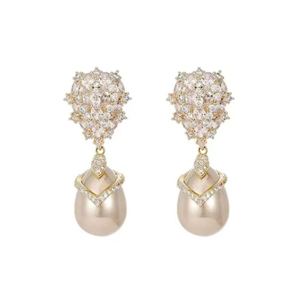 Elegant Rhinestone Drop Earrings Pearl Vintage Long Earrings Crystal Stud Earrings Girls Gift