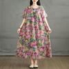 2025 Women Plus Size Vintage Dress New Loose Summer Floral Dress Elegant Basic Casual Dress Short Sleeve