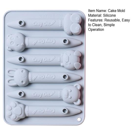 6 Cavity Cake Mold Non Stick Food Grade Reusable DIY Silicone Cartoon